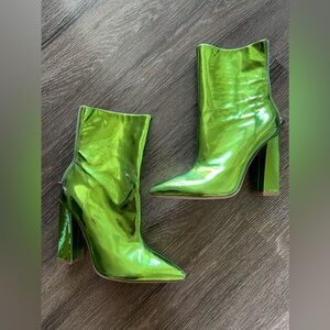 Green Metallic Women's Boots